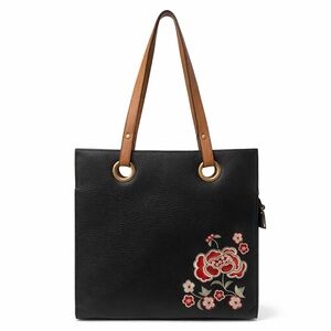 Carlos by Carlos Santana Black Tote with Floral Design